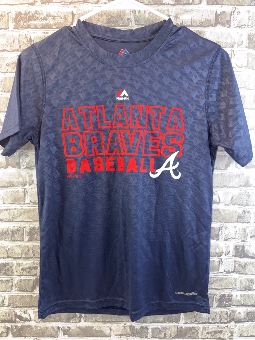 Majestic Navy Atlanta Braves Graphic Tee‎ with Red & White Accents